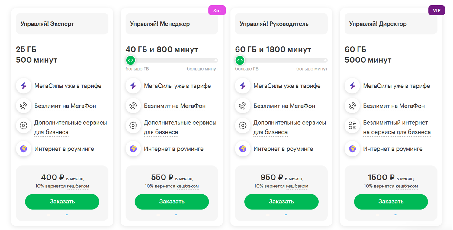 Корпоративные тарифы МегаФон для смартфона